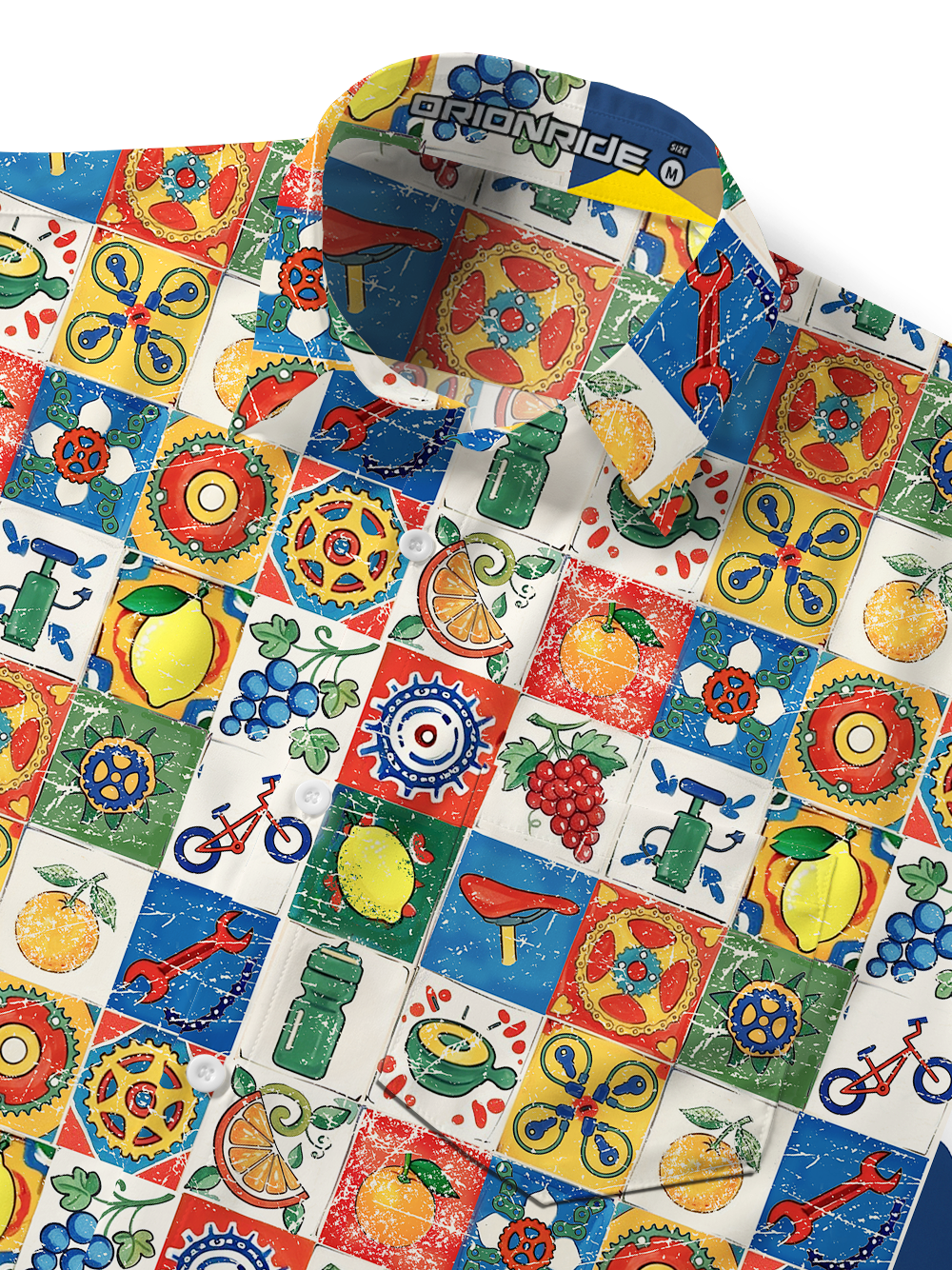 Orionride Fruits And Gears Zipper Pockets Ultra Lightweight Short Sleeves Gravel Shirt