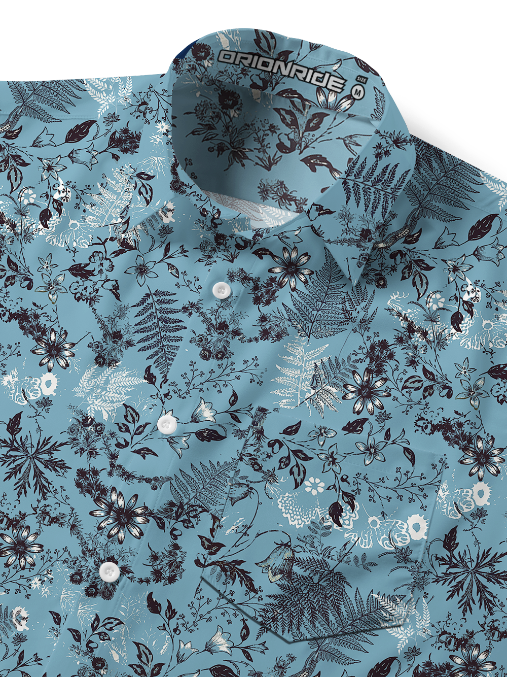 Orionride Floral Pattern Guide Zipper Pockets Ultra Lightweight Short Sleeves Gravel Shirt