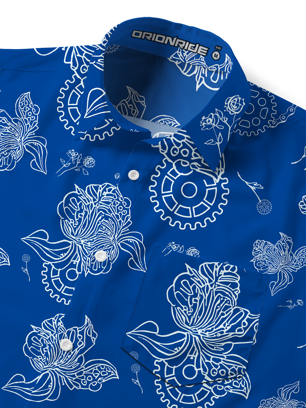 Orionride Linear Floral Zipper Pockets Ultra Lightweight Short Sleeves Gravel Shirt