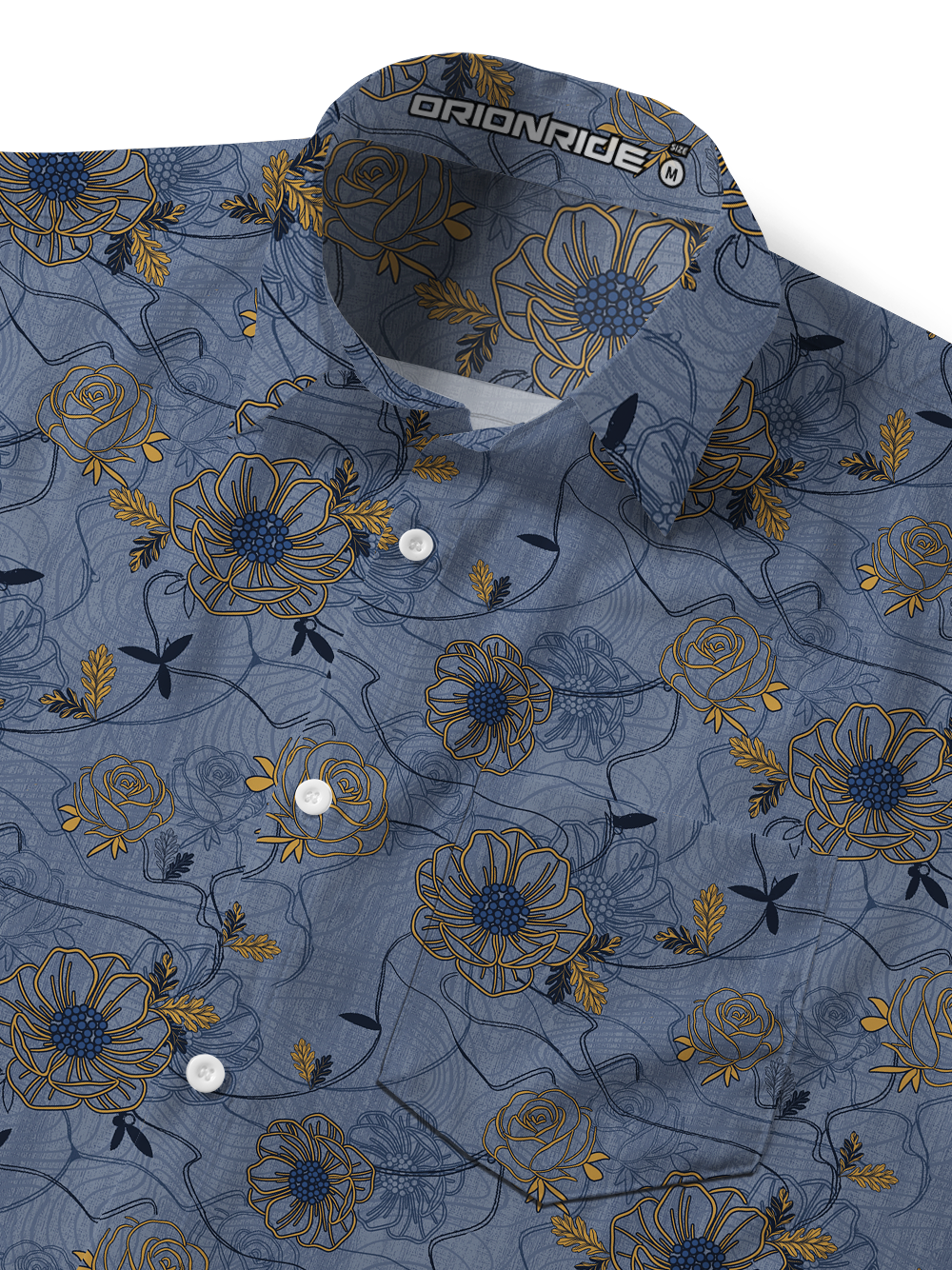 Orionride Gold Vine Bloom Zipper Pockets Ultra Lightweight Short Sleeves Gravel Shirt