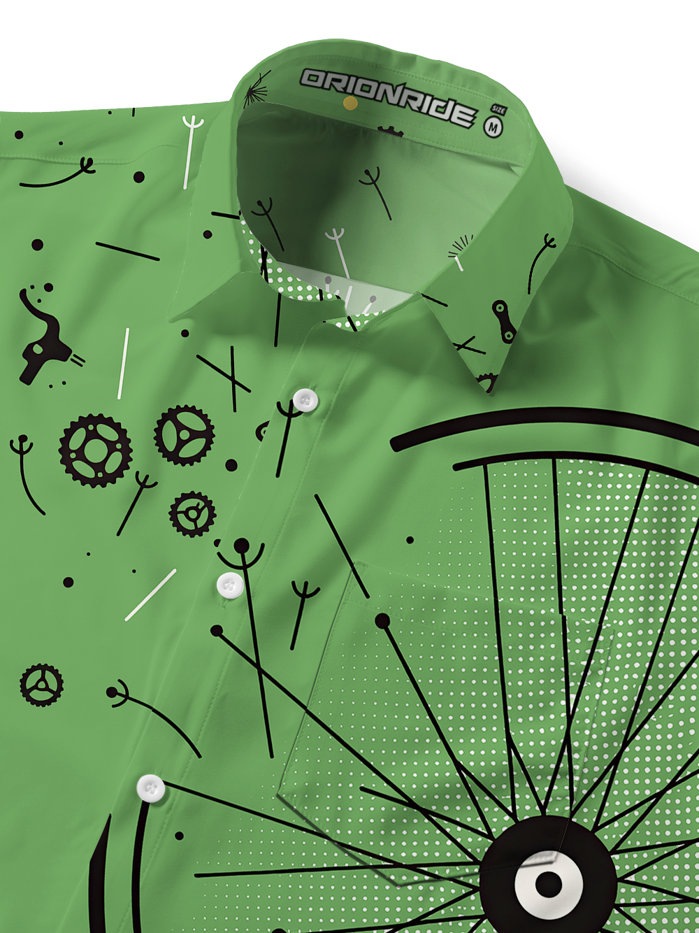 Orionride Mechanical Dandelion Zipper Pockets Ultra Lightweight Short Sleeves Gravel Shirt