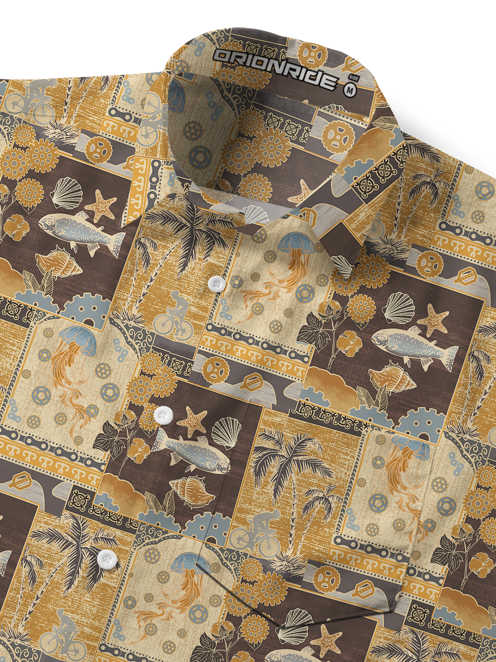 Orionride Ocean Mural Zipper Pockets Ultra Lightweight Short Sleeves Gravel Shirt