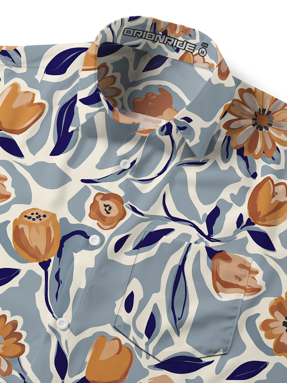 Orionride Vine Flower Code Zipper Pockets Ultra Lightweight Short Sleeves Gravel Shirt