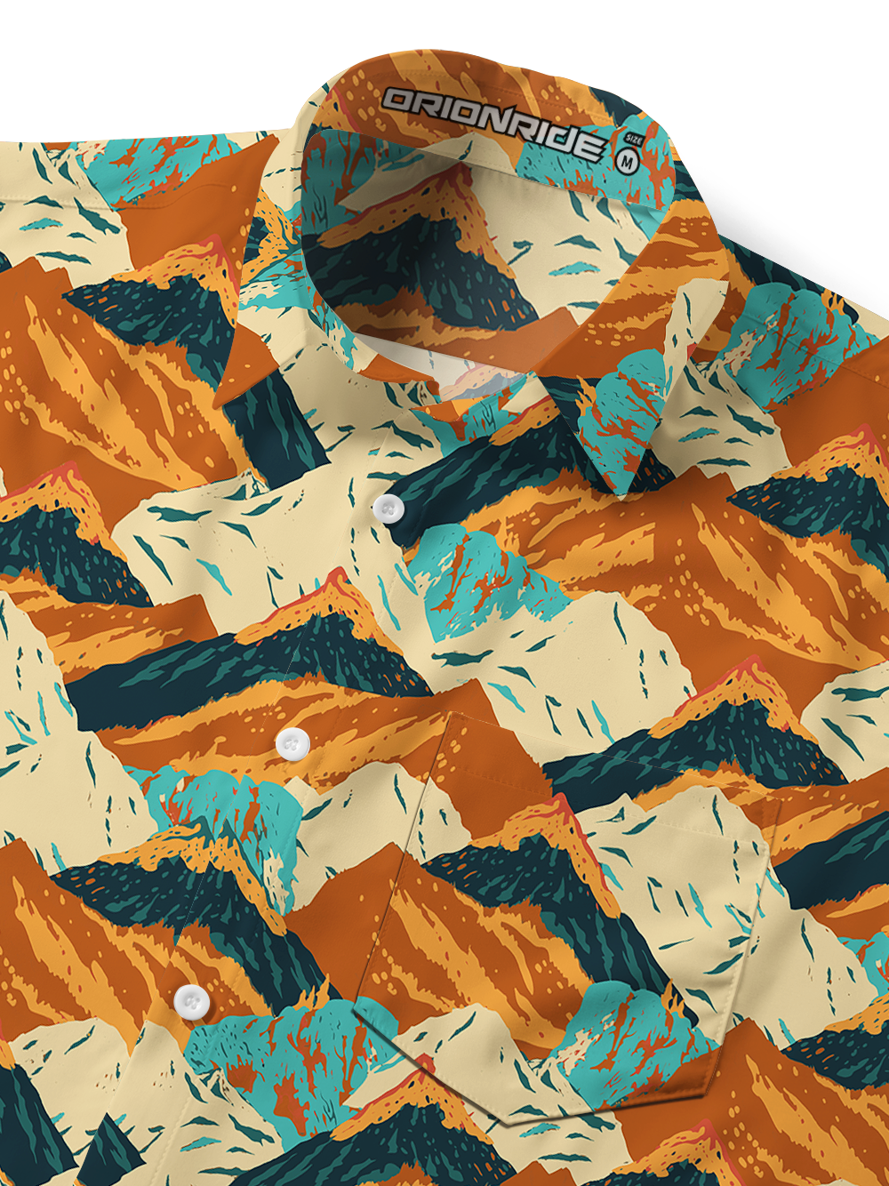 Orionride Geometric Mountains Zipper Pockets Ultra Lightweight Short Sleeves Gravel Shirt