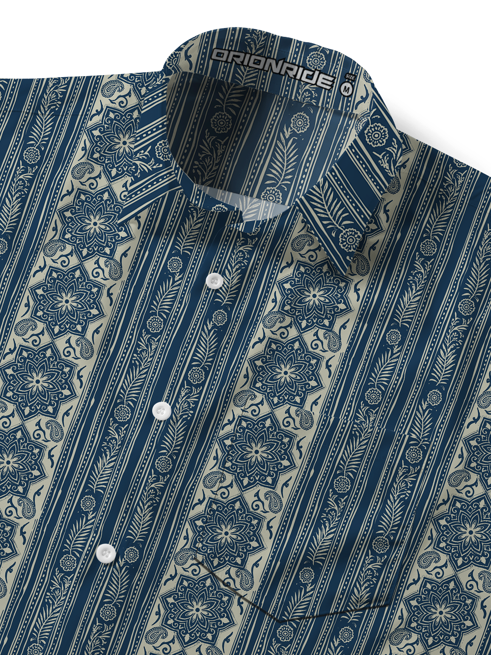 Orionride Indigo Pattern Zipper Pockets Ultra Lightweight Short Sleeves Gravel Shirt