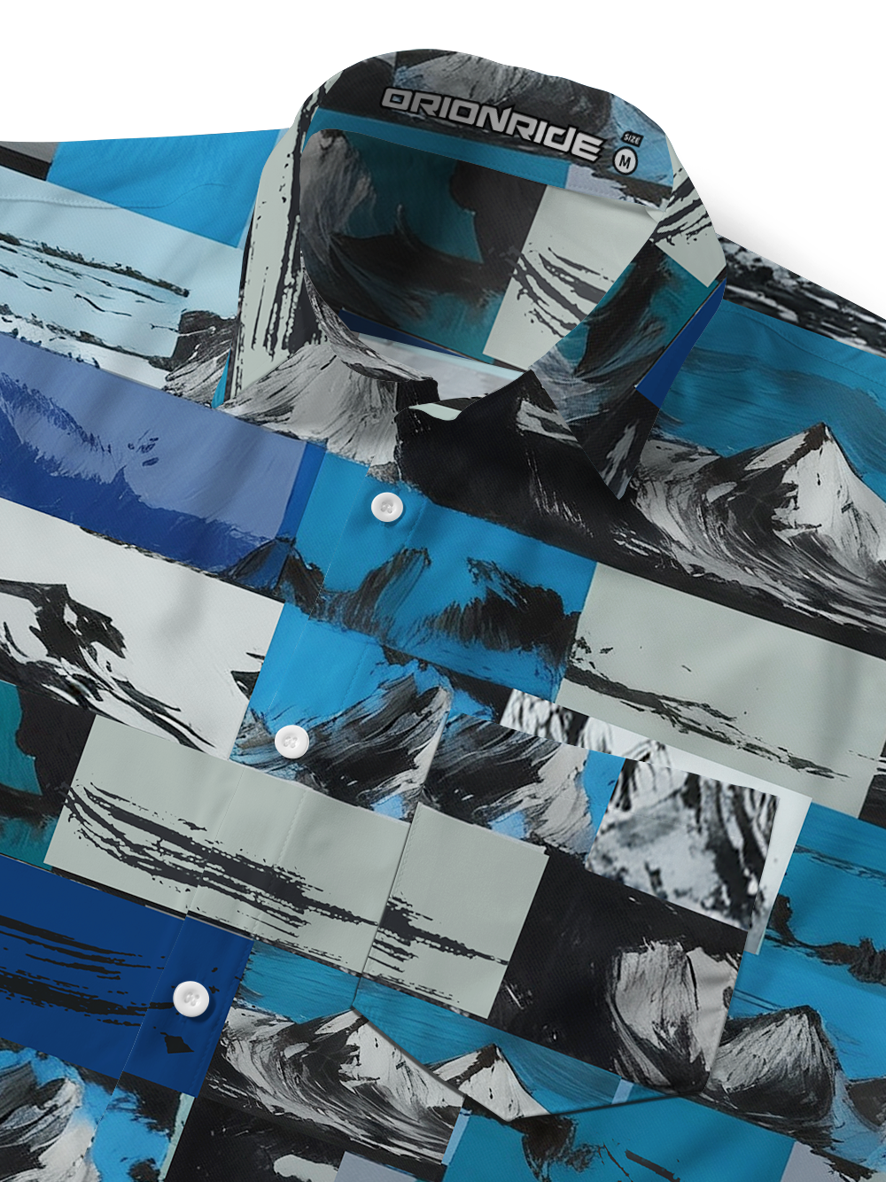 Orionride Mountain Peaks In Ink Painting Zipper Pockets Ultra Lightweight Short Sleeves Gravel Shirt