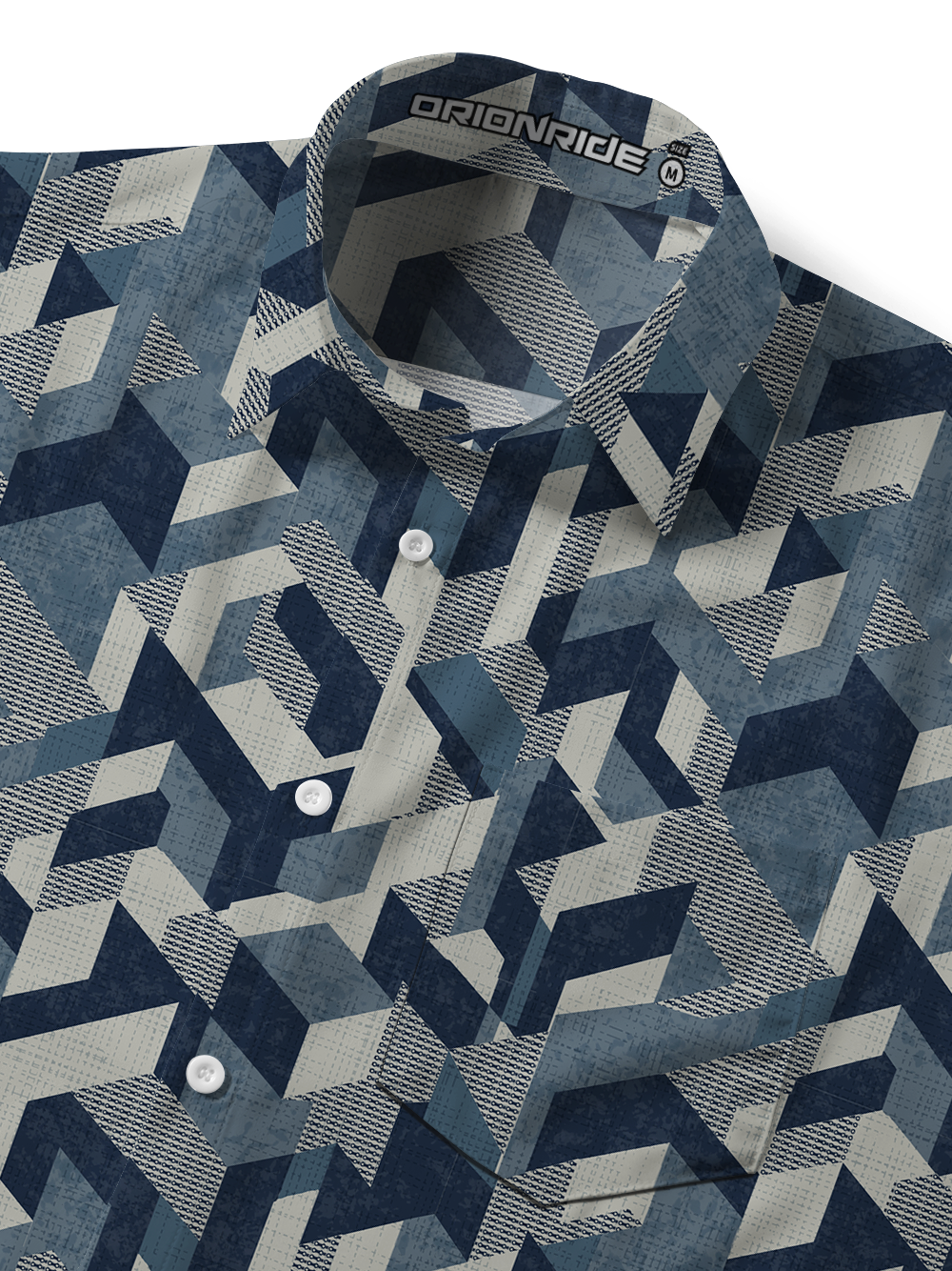 Orionride Geo Blocks Zipper Pockets Ultra Lightweight Short Sleeves Gravel Shirt