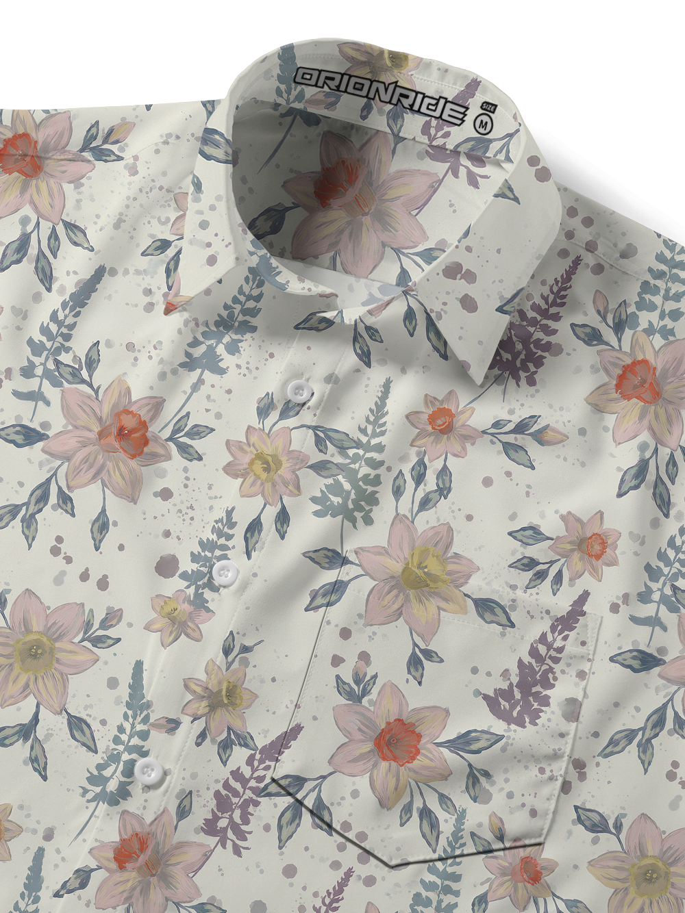 Orionride Soft Pink Floral Zipper Pockets Ultra Lightweight Short Sleeves Gravel Shirt