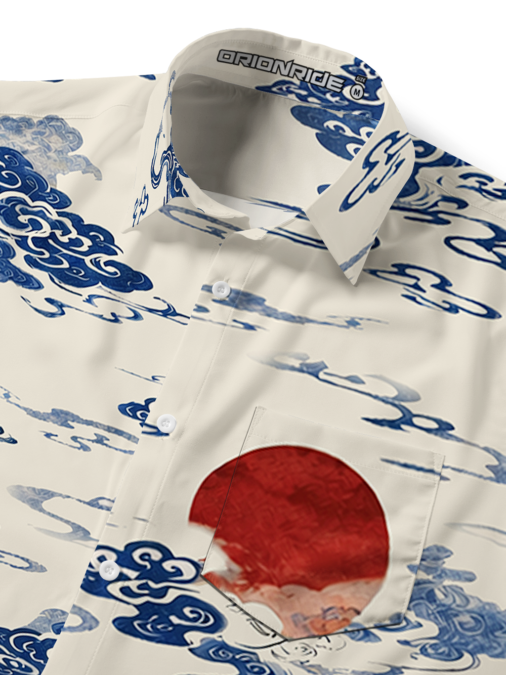 Orionride Auspicious Clouds Zipper Pockets Ultra Lightweight Short Sleeves Gravel Shirt