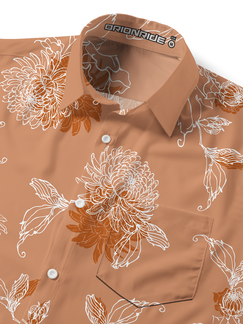 Orionride Fine-petaled chrysanthemum Zipper Pockets Ultra Lightweight Short Sleeves Gravel Shirt