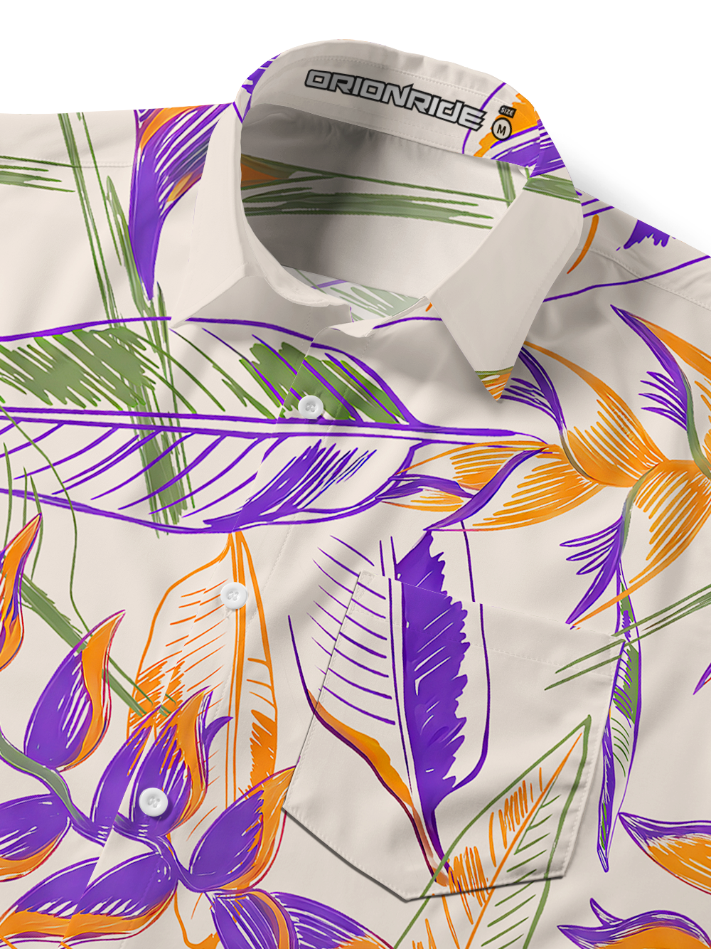 Orionride Tropical Palm Leaves Zipper Pockets Ultra Lightweight Short Sleeves Gravel Shirt