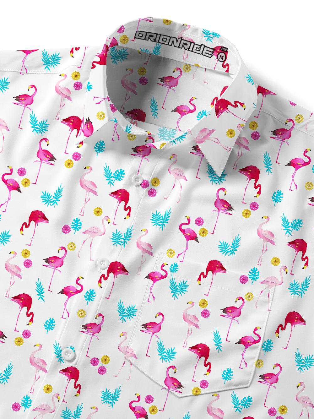 Orionride Dancing Flamingo Zipper Pockets Ultra Lightweight Short Sleeves Gravel Shirt