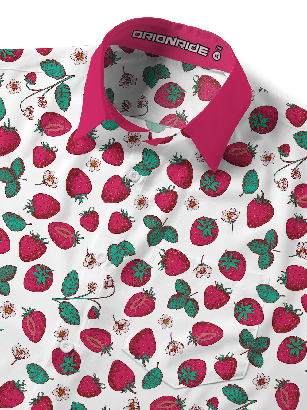 Orionride Strawberry Diary Zipper Pockets Ultra Lightweight Short Sleeves Gravel Shirt