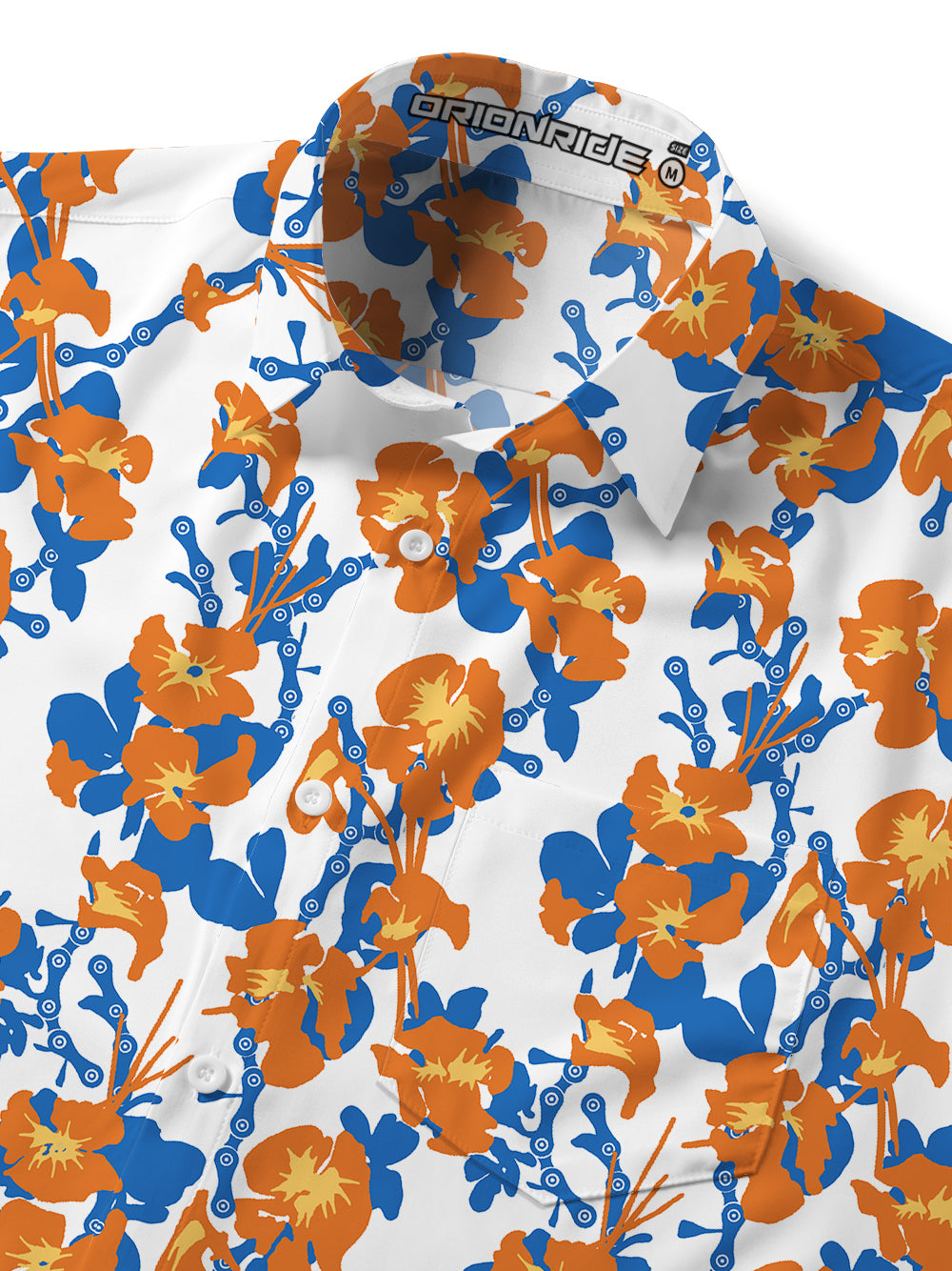 Orionride Unique Floral Chain Zipper Pockets Ultra Lightweight Short Sleeves Gravel Shirt