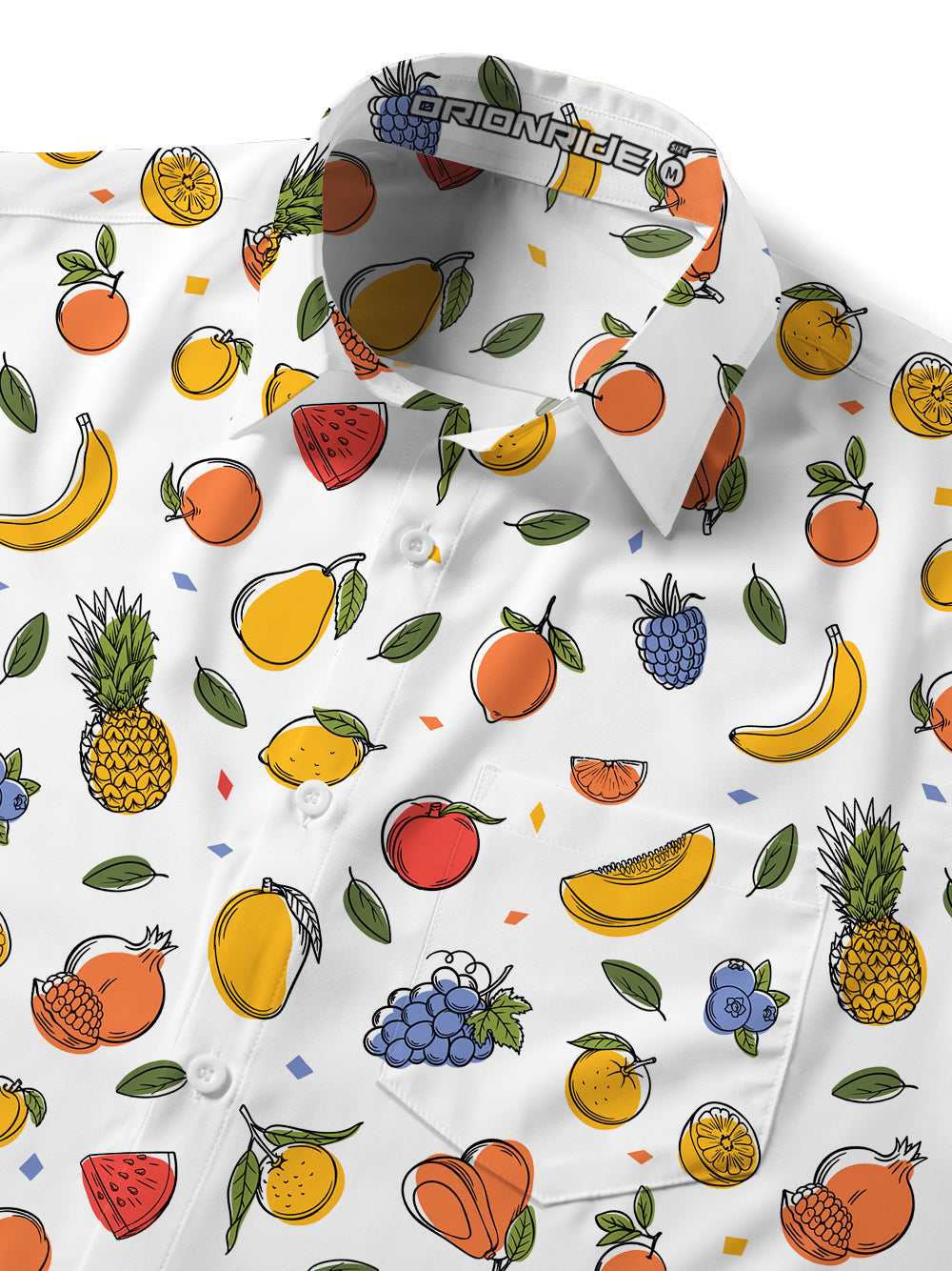 Orionride Various Fruits Zipper Pockets Ultra Lightweight Short Sleeves Gravel Shirt