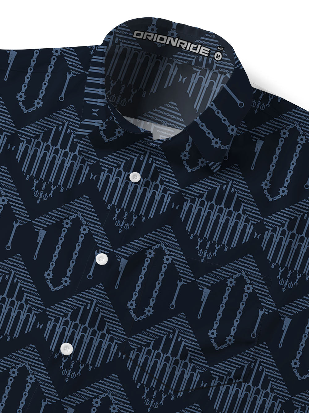 Orionride Checkered Chain Zipper Pockets Ultra Lightweight Short Sleeves Gravel Shirt