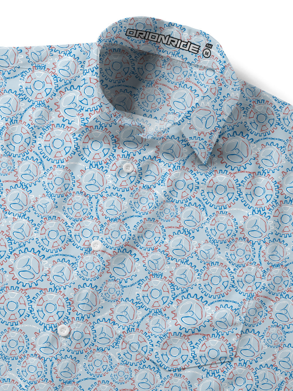 Orionride Gear Shaped Flowers Zipper Pockets Ultra Lightweight Short Sleeves Gravel Shirt