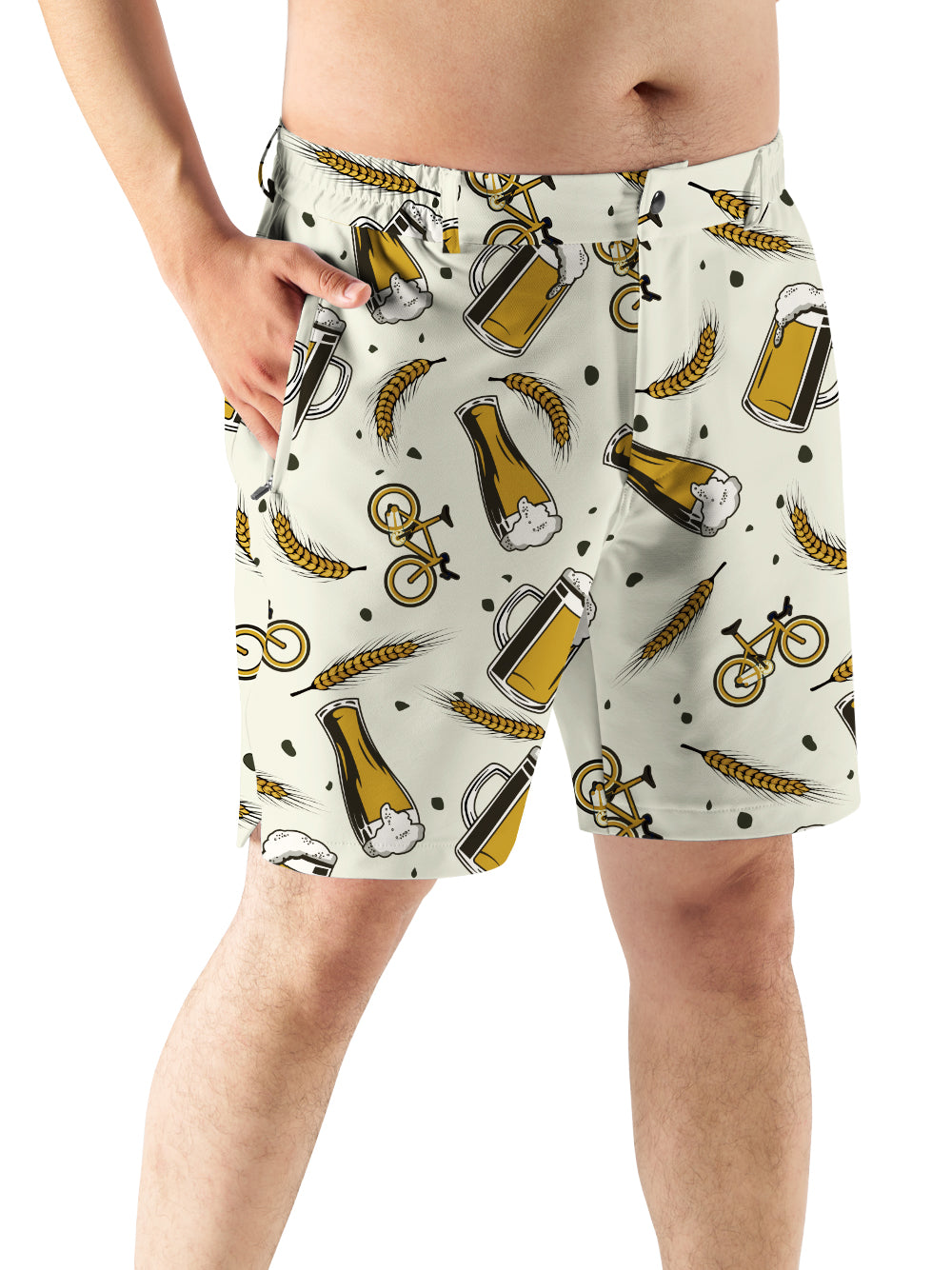 Orionride Beer Wheat Ears Cycling Short With 2 Zipper Pockets