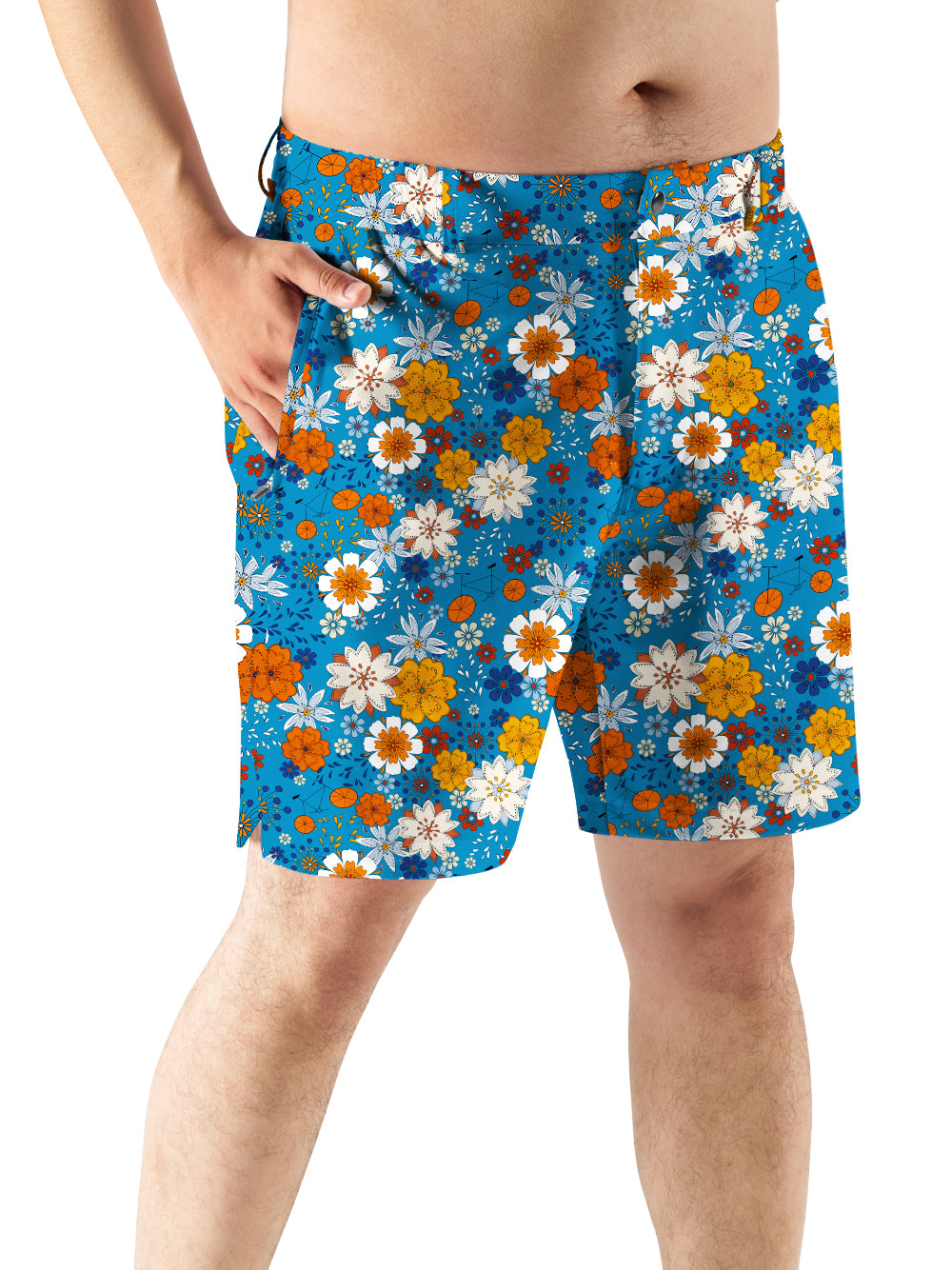 Orionride Fragrant Flowers Cycling Short With 2 Zipper Pockets