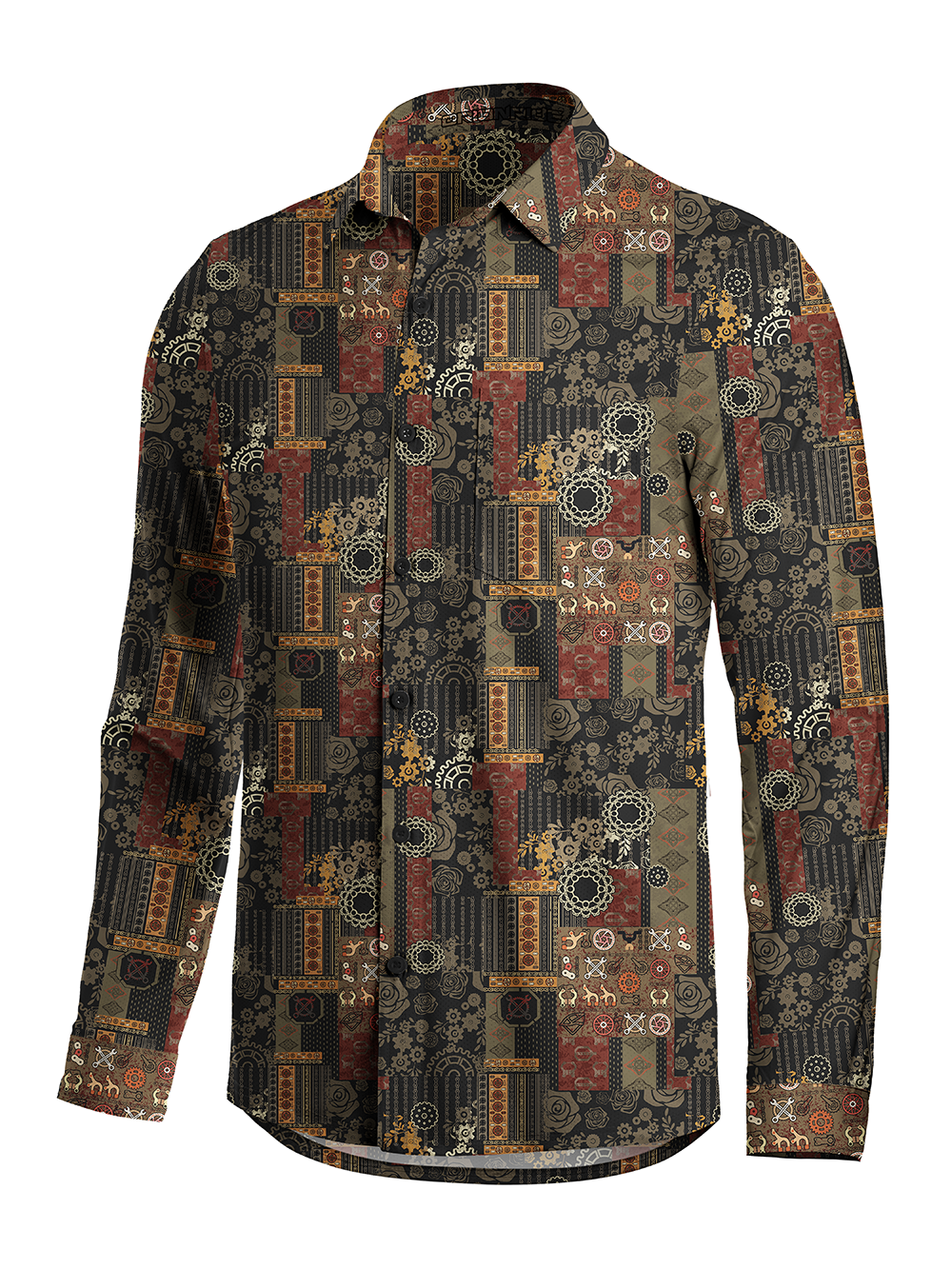 Orionride Retro Gear Flower Men's Stretchy Breathable Long Sleeve Gravel Shirt