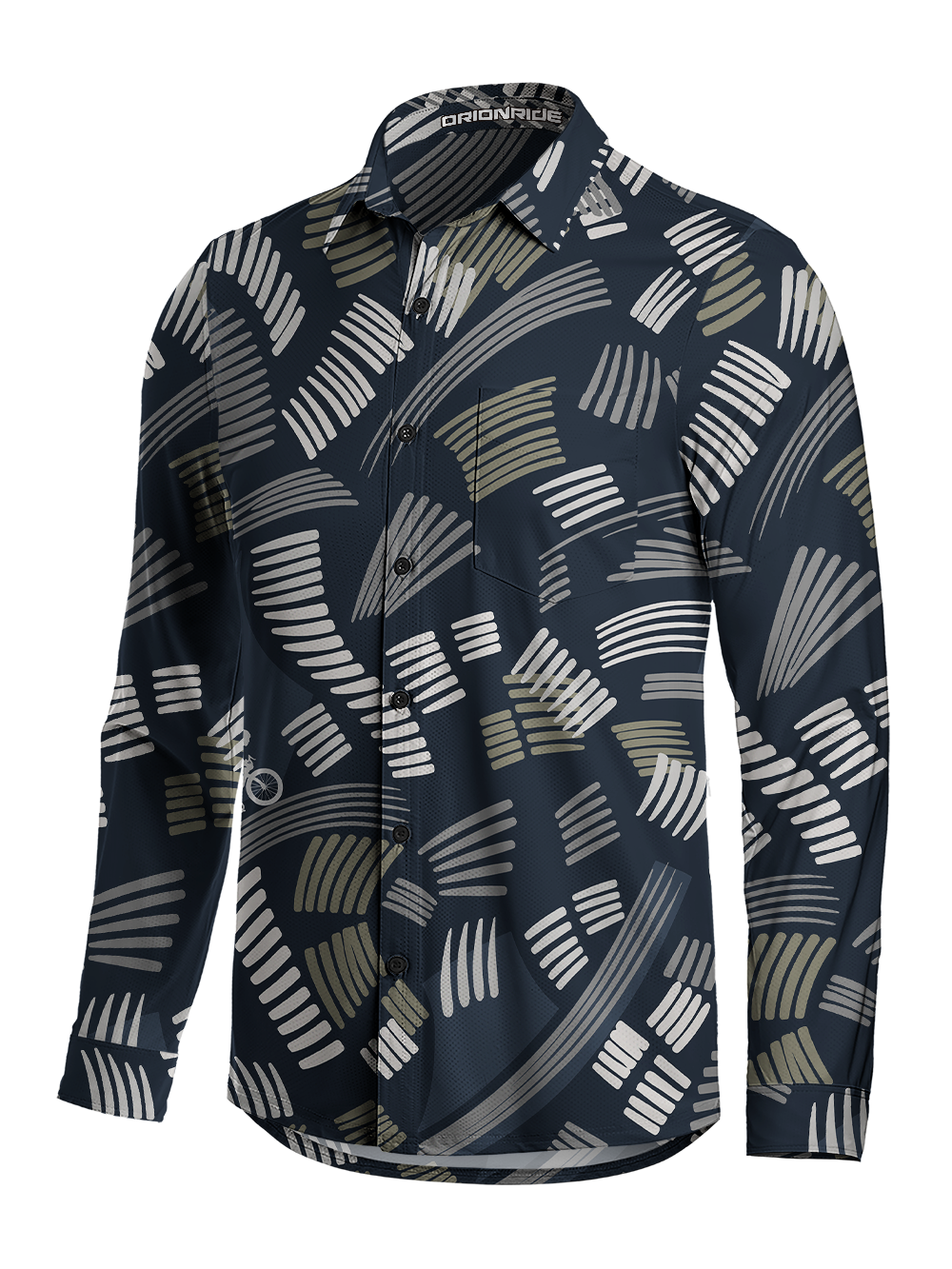 Orionride Abstract Cycling Field Men's Stretchy Breathable Long Sleeve Gravel Shirt