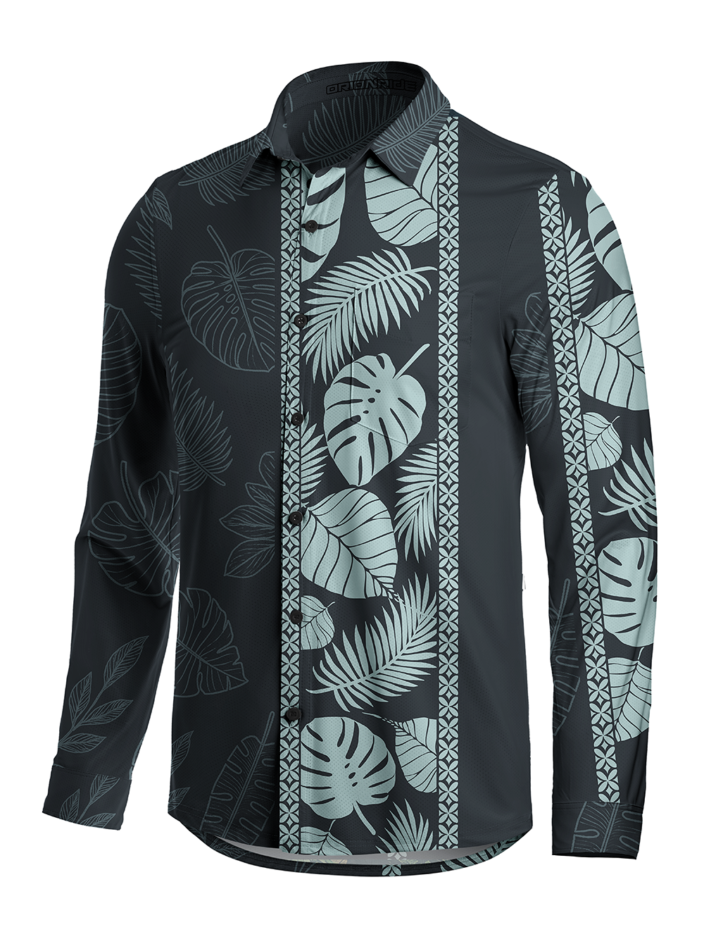 Orionride Striped Monstera Deliciosa Men's Stretchy Breathable Long Sleeve Gravel Shirt
