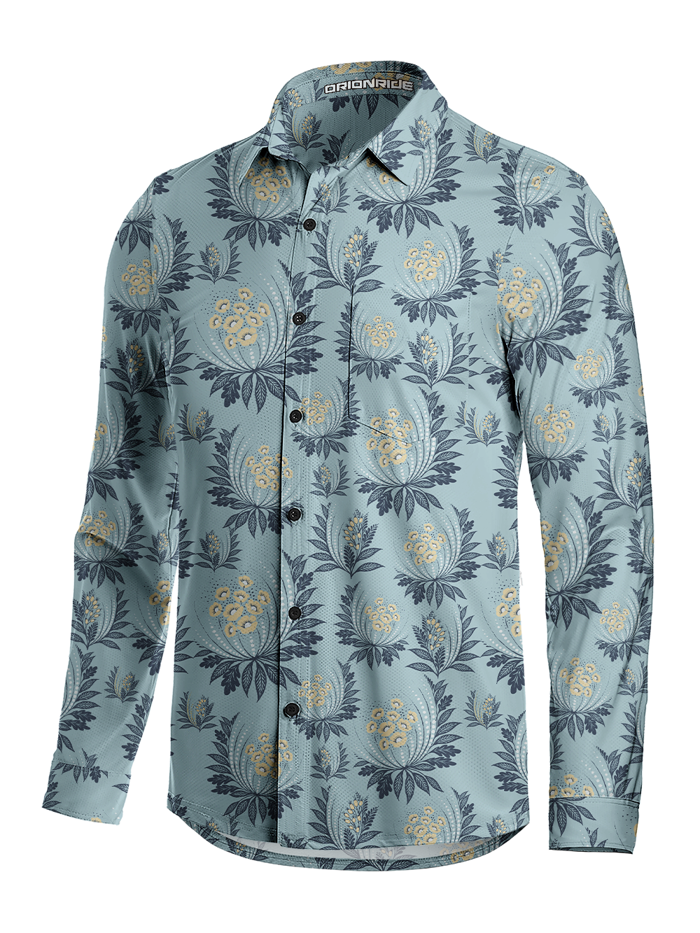 Orionride Semicircular Floral Men's Stretchy Breathable Long Sleeve Gravel Shirt