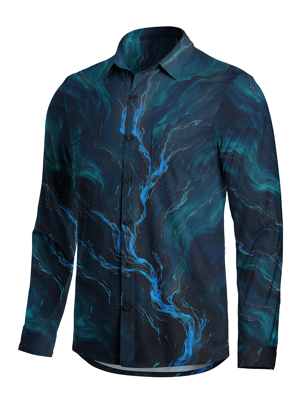 Orionride Liquid Flow Texture Men's Stretchy Breathable Long Sleeve Gravel Shirt