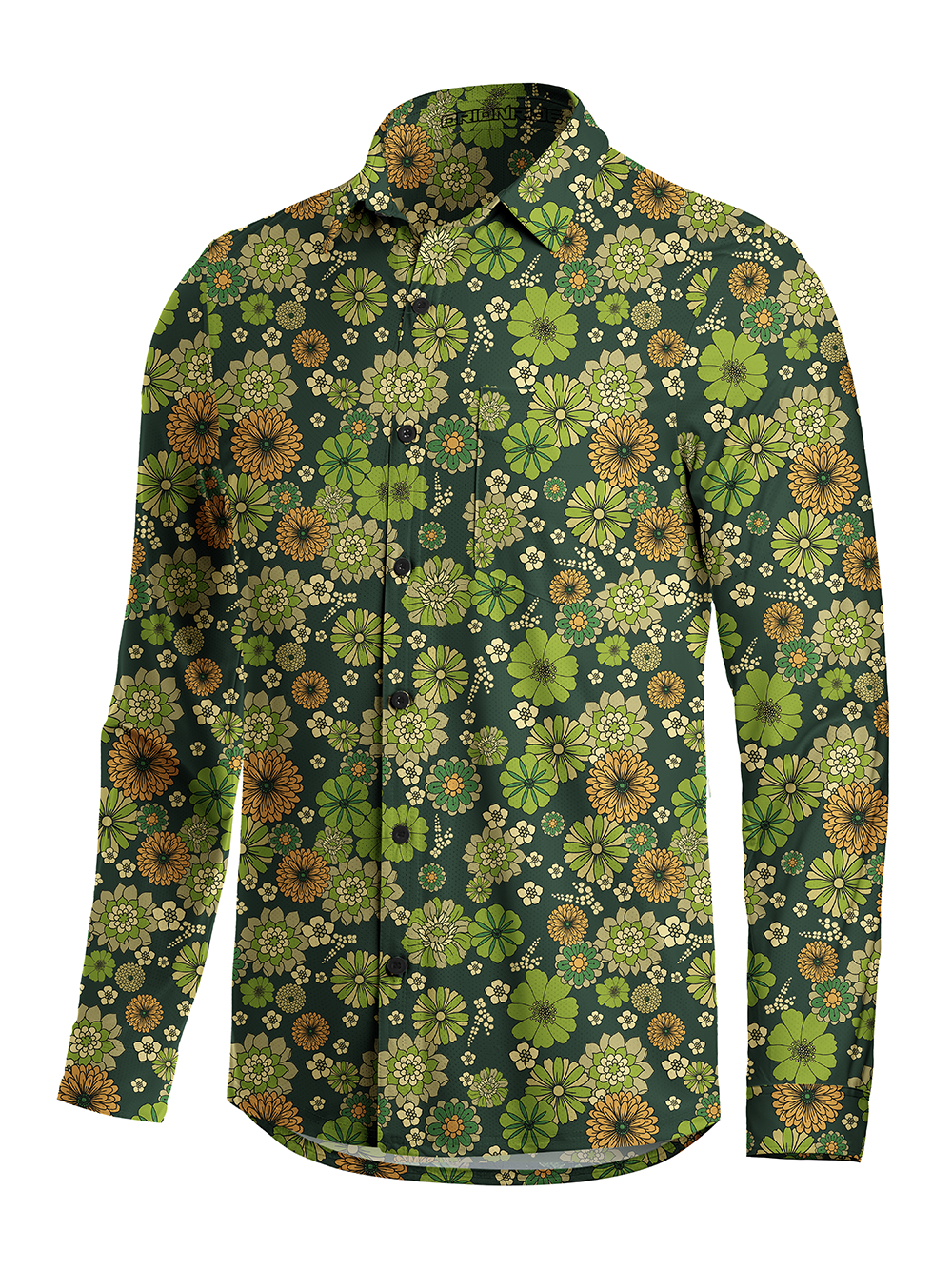Orionride Concentric Circle Flowers Men's Stretchy Breathable Long Sleeve Gravel Shirt