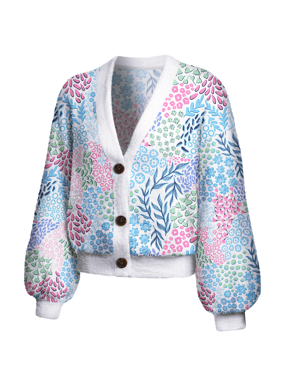 Orionride Petal-shaped Gears Women's Fuzzy Knit Cardigan