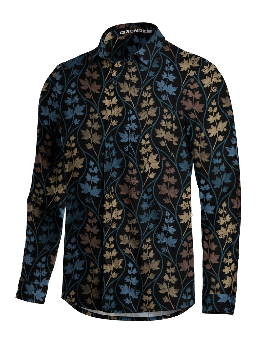 Orionride Leaf Vines Men's Stretchy Breathable Long Sleeve Gravel Shirt