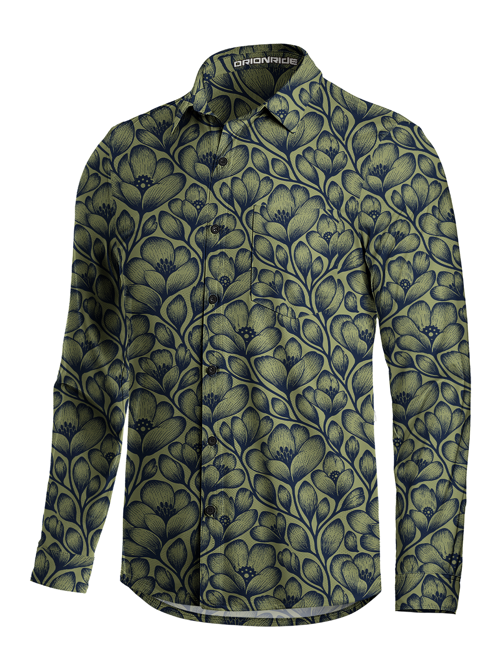 Orionride Flowers Line Men's Stretchy Breathable Long Sleeve Gravel Shirt