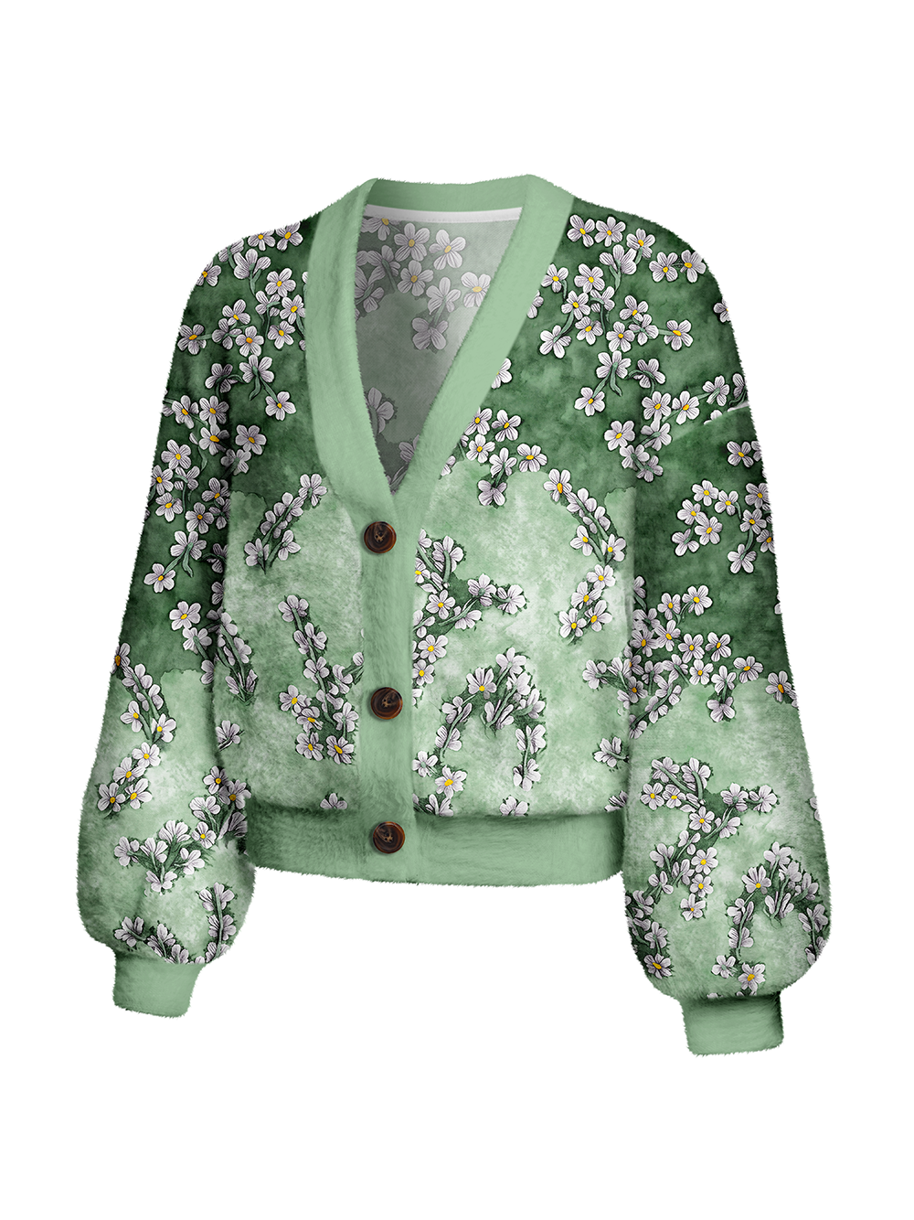 Orionride Dye Flower Women's Fuzzy Knit Cardigan