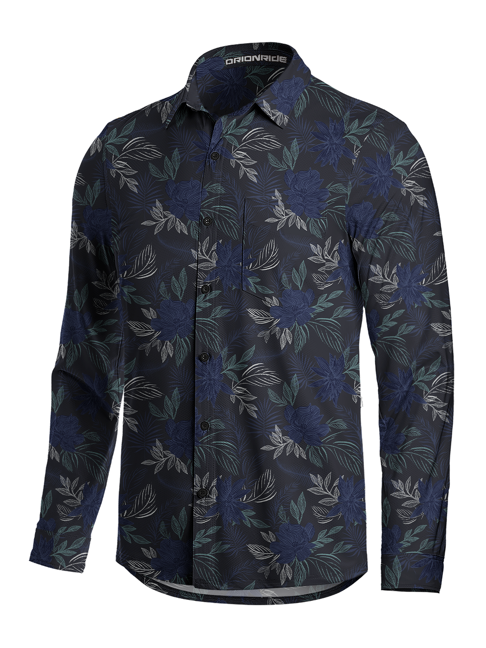 Orionride Floral Lines Men's Stretchy Breathable Long Sleeve Gravel Shirt