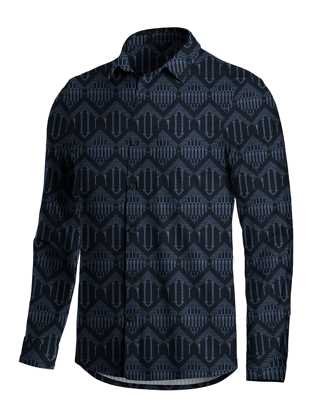 Orionride Checkered Chain Men's Stretchy Breathable Long Sleeve Gravel Shirt