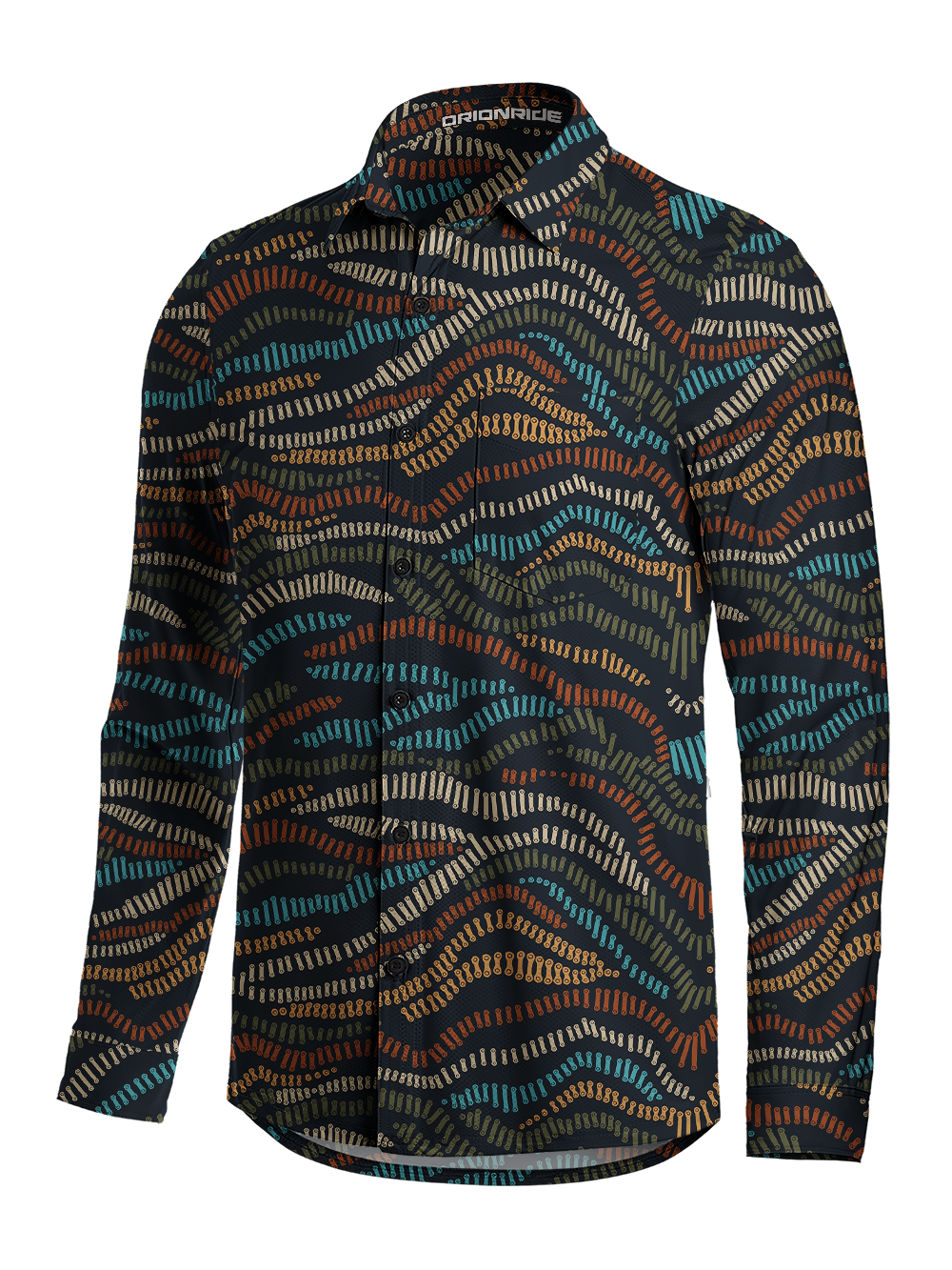 Orionride Color Wave Weave Men's Stretchy Breathable Long Sleeve Gravel Shirt