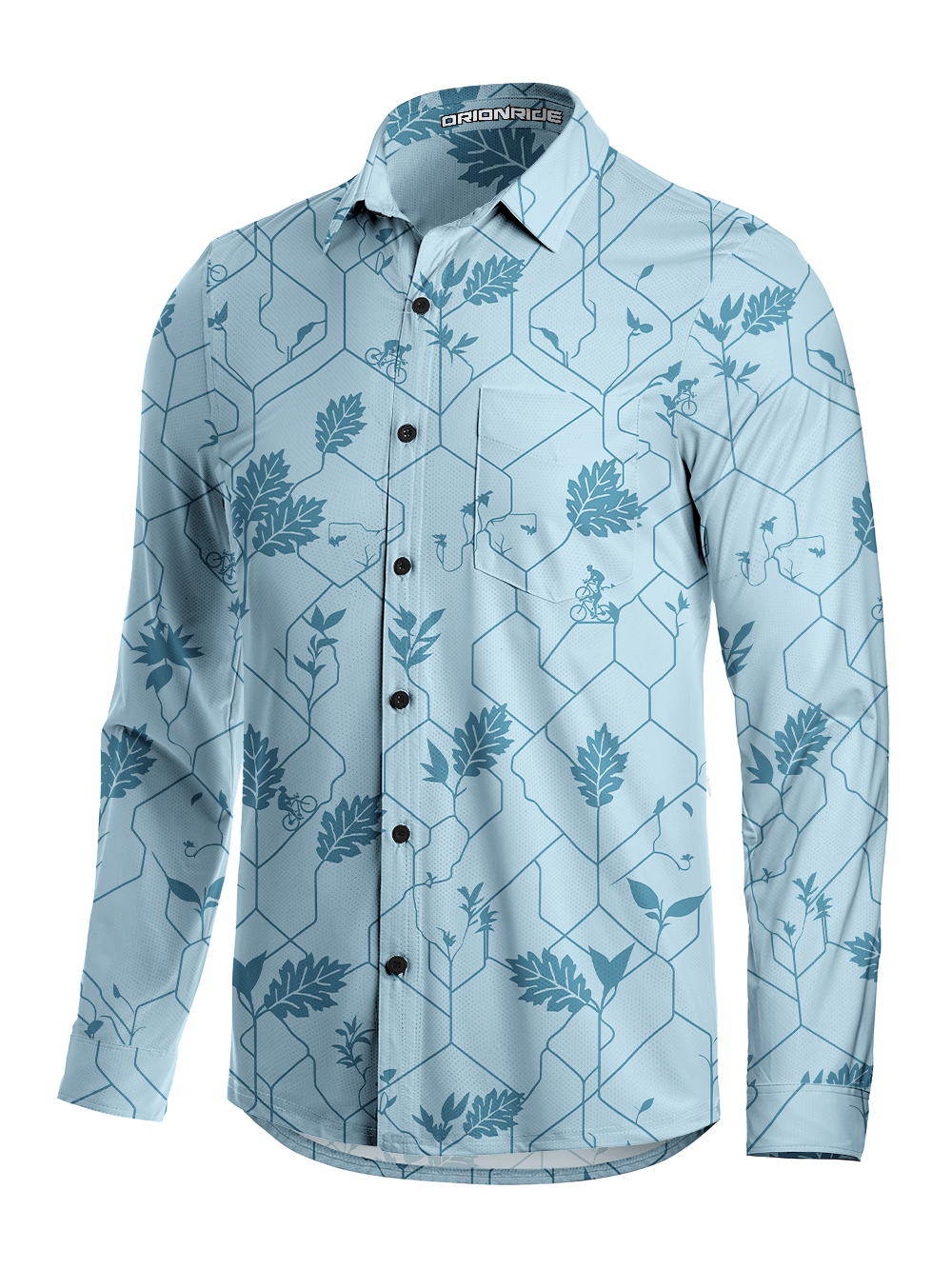 Orionride Floral Cycling Men's Stretchy Breathable Long Sleeve Gravel Shirt