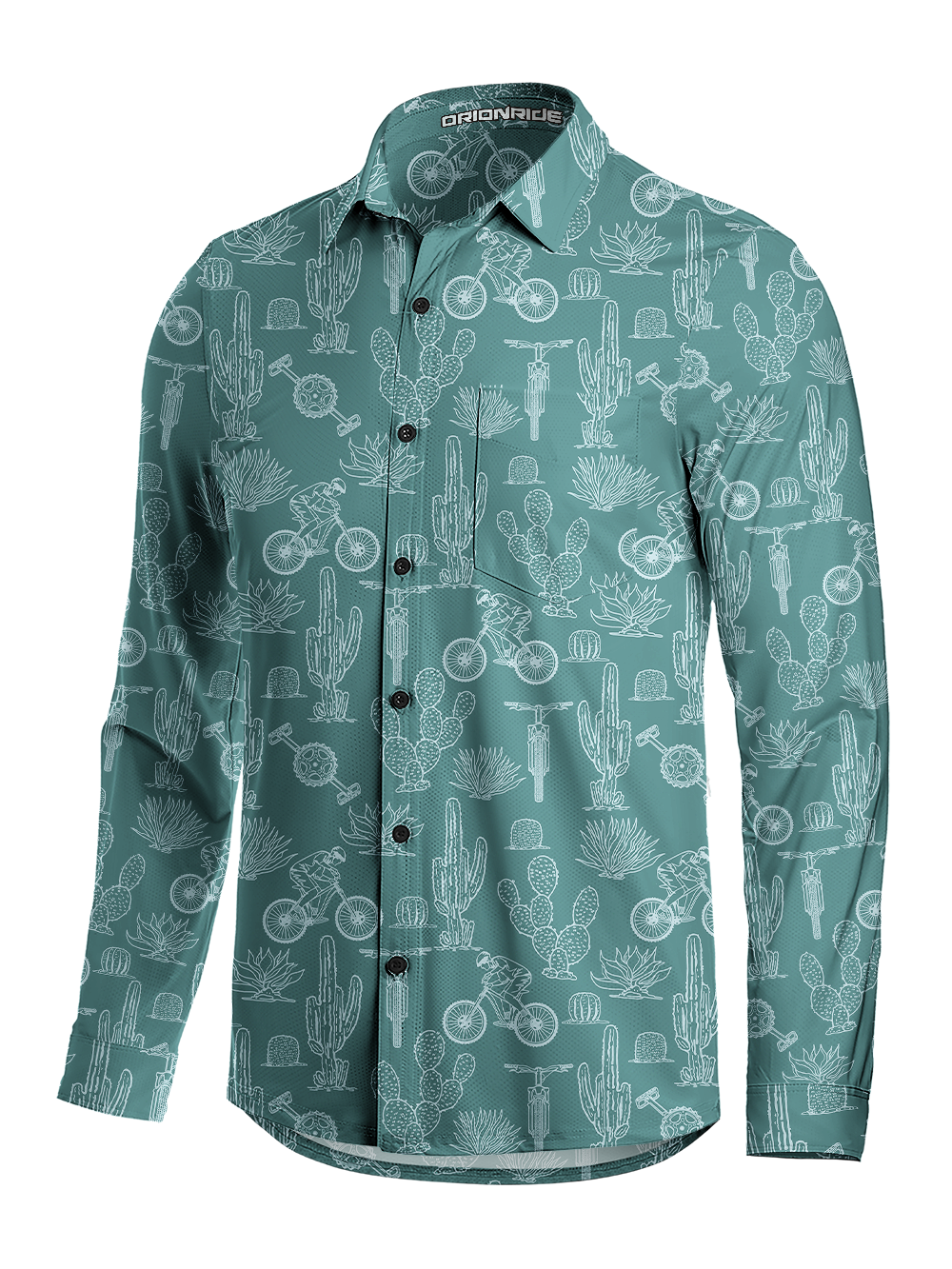 Orionride Desert Cactus Men's Stretchy Breathable Long Sleeve Gravel Shirt