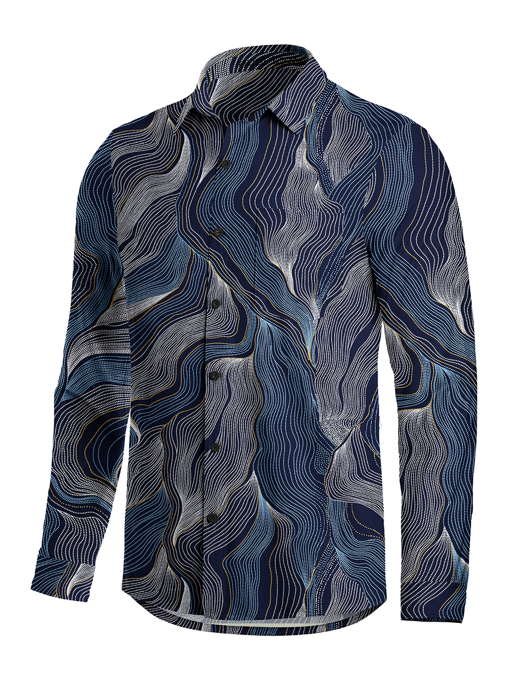 Orionride Fine Contour Lines Men's Stretchy Breathable Long Sleeve Gravel Shirt