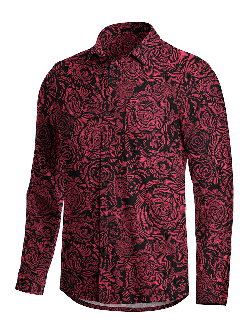 Orionride Rose Outline Men's Stretchy Breathable Long Sleeve Gravel Shirt