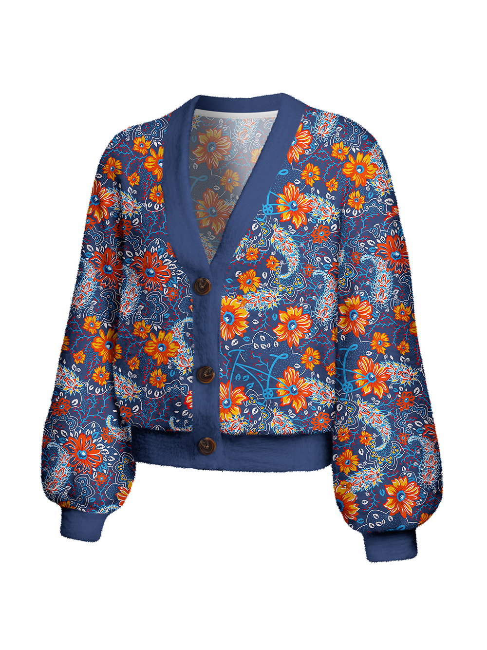 Orionride Sunset Garden Women's Fuzzy Knit Cardigan