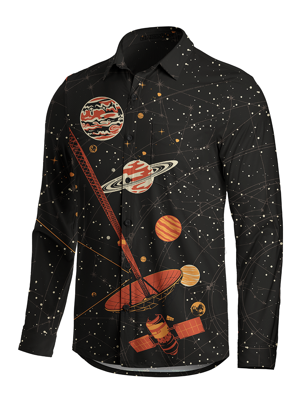 Orionride Starry Sky Background Men's Stretchy Breathable Long Sleeve Gravel Shirt
