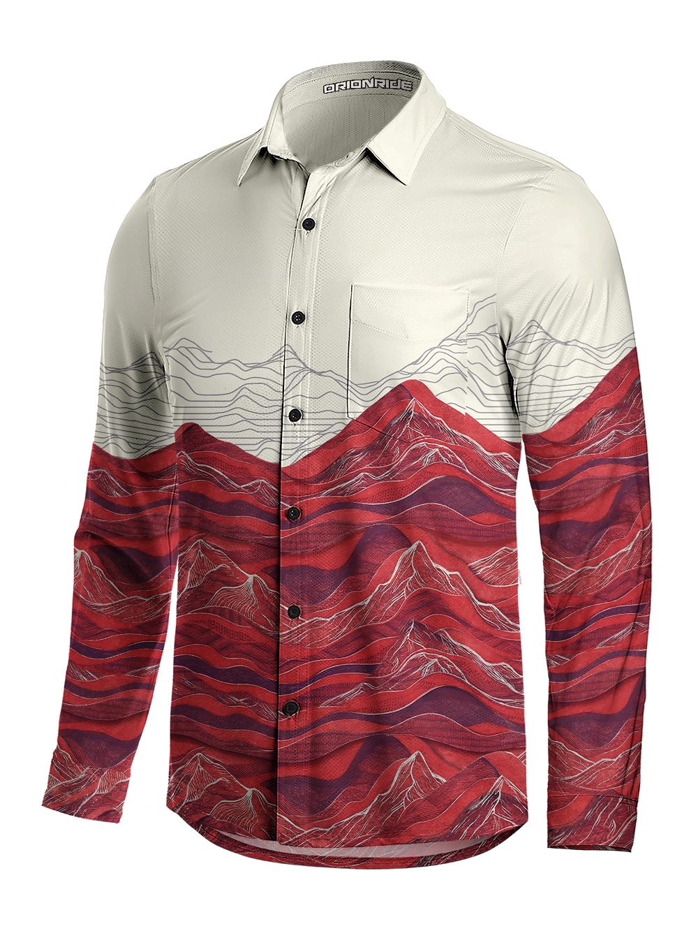 Orionride Rolling Mountain Peaks Men's Stretchy Breathable Long Sleeve Gravel Shirt