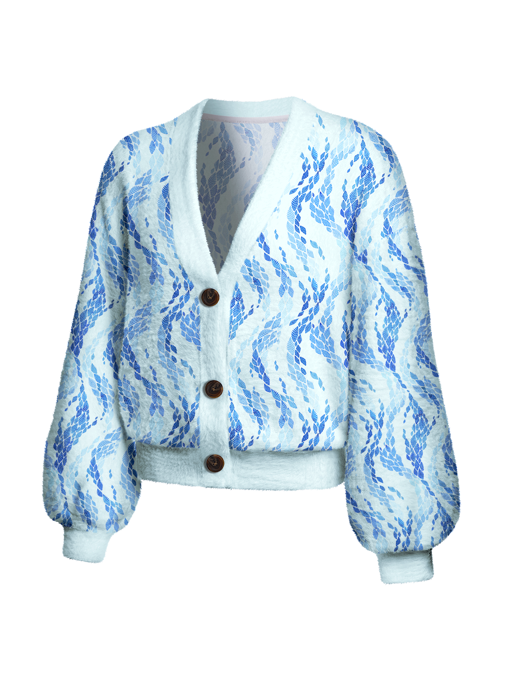 Orionride Pinnate Compound Leaves Women's Fuzzy Knit Cardigan