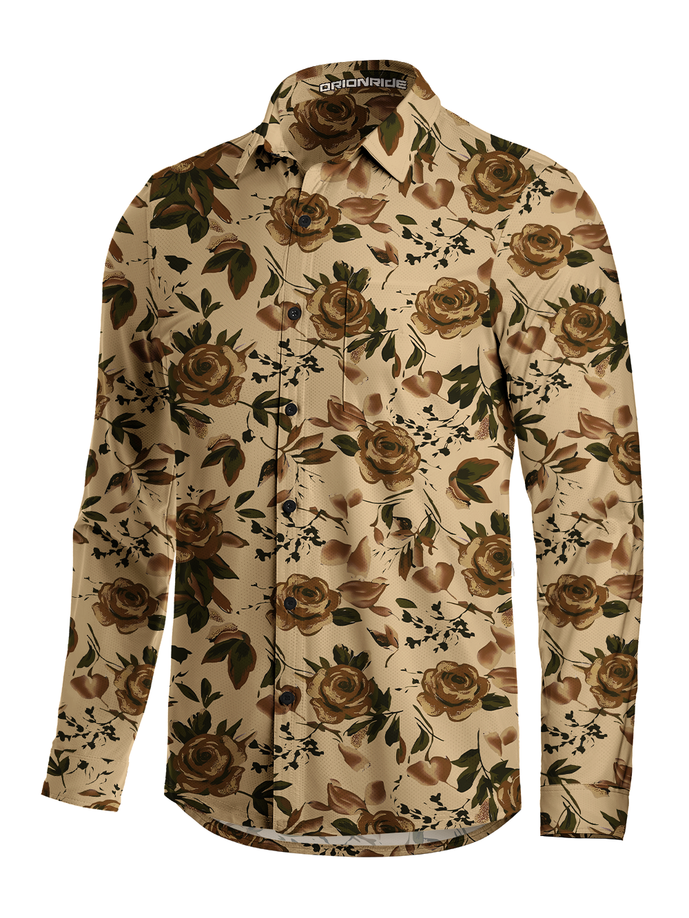 Orionride Midnight Roses Men's Stretchy Breathable Long Sleeve Gravel Shirt