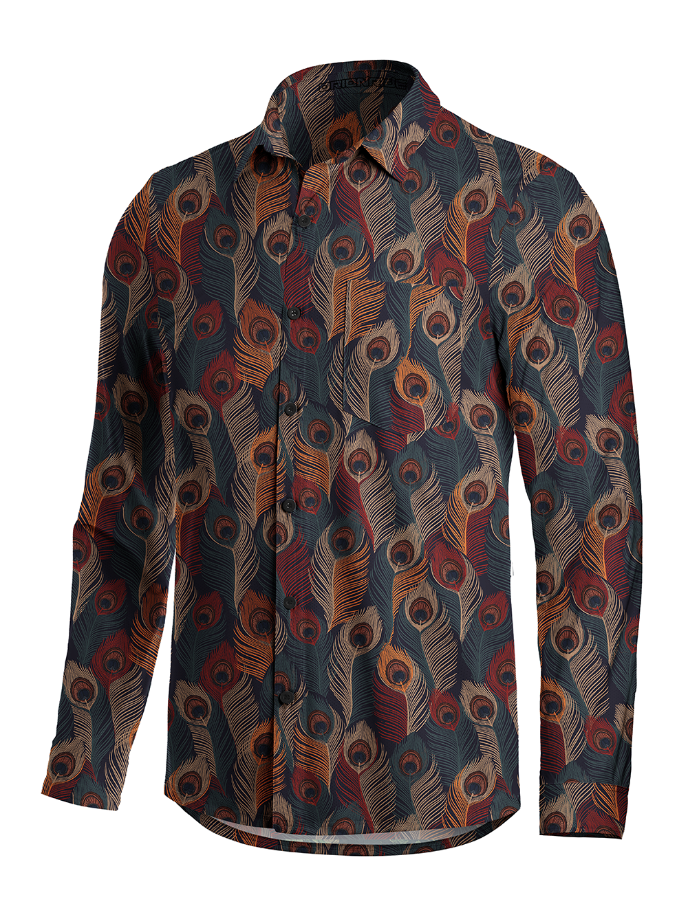 Orionride Colorful Feathers Men's Stretchy Breathable Long Sleeve Gravel Shirt