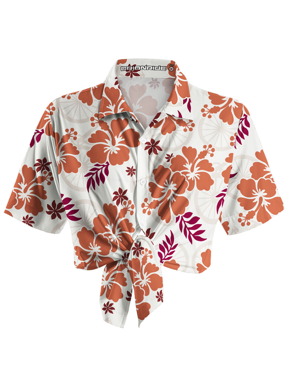 Orionride Hibiscus Flowers Zipper Pockets Ultra Lightweight Short Sleeves Women's Gravel Shirt