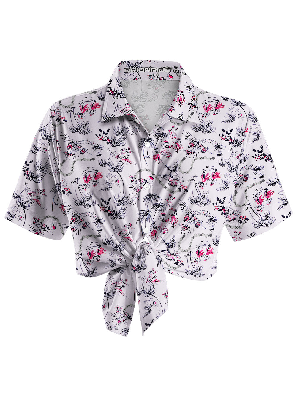 Orionride Chain And Flowers Zipper Pockets Ultra Lightweight Short Sleeves Women's Gravel Shirt