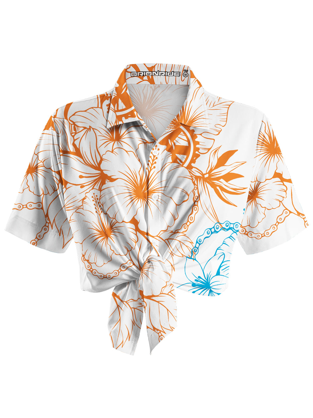 Orionride Bright Hibiscus Flowers Zipper Pockets Ultra Lightweight Short Sleeves Women's Gravel Shirt