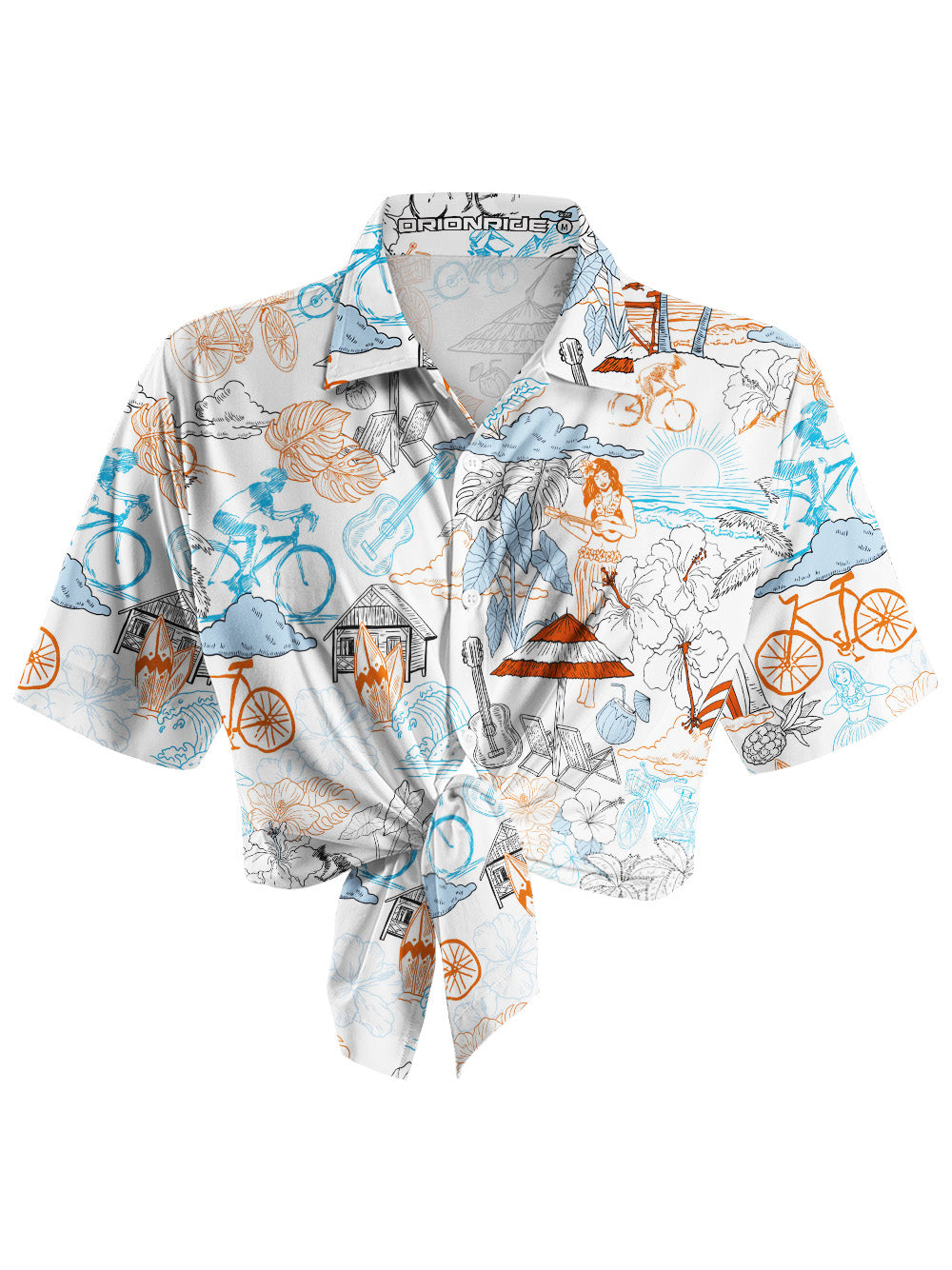 Orionride Hawaiian Style Zipper Pockets Ultra Lightweight Short Sleeves Women's Gravel Shirt